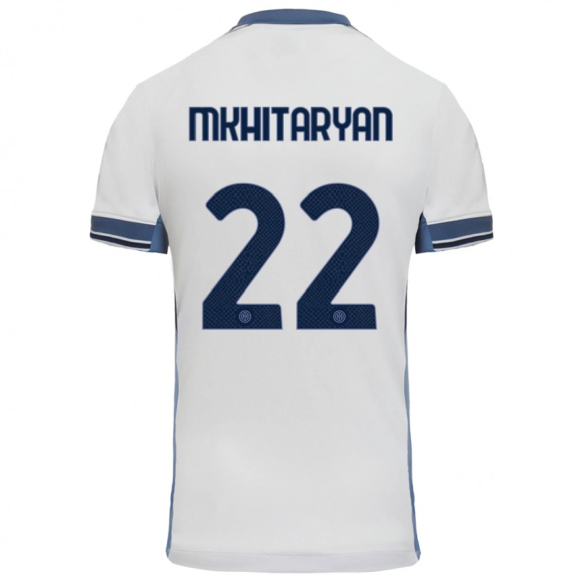 Danxen Män Henrikh Mkhitaryan #22 Vit Grå Bortatröja Matchtröjor 2024/25 Tröjor T-Tröja