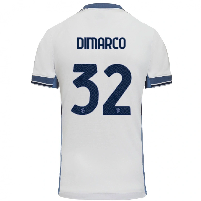 Danxen Män Federico Dimarco #32 Vit Grå Bortatröja Matchtröjor 2024/25 Tröjor T-Tröja