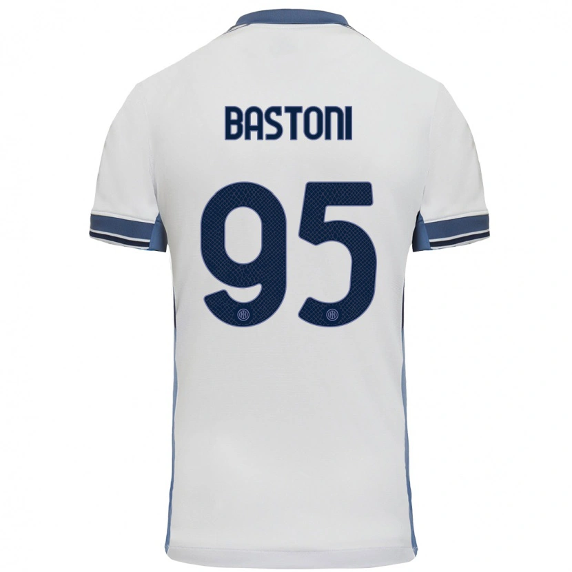 Danxen Män Alessandro Bastoni #95 Vit Grå Bortatröja Matchtröjor 2024/25 Tröjor T-Tröja