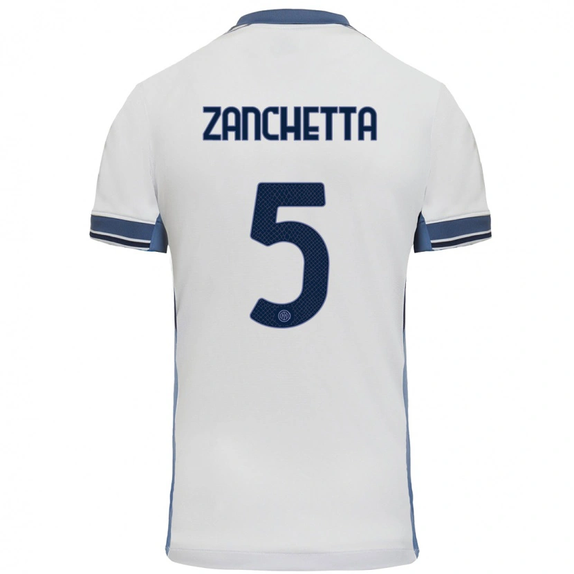 Danxen Män Mattia Zanchetta #5 Vit Grå Bortatröja Matchtröjor 2024/25 Tröjor T-Tröja