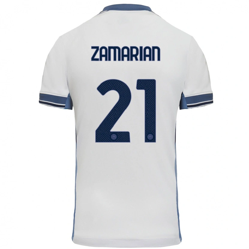Danxen Män Matteo Zamarian #21 Vit Grå Bortatröja Matchtröjor 2024/25 Tröjor T-Tröja
