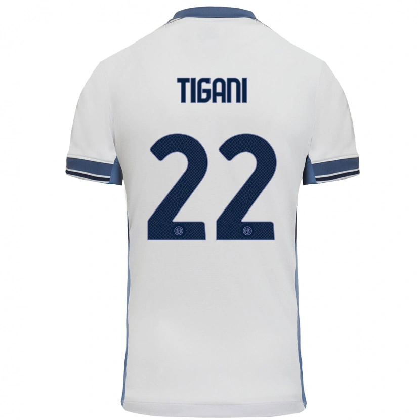Danxen Män Edoardo Tigani #22 Vit Grå Bortatröja Matchtröjor 2024/25 Tröjor T-Tröja