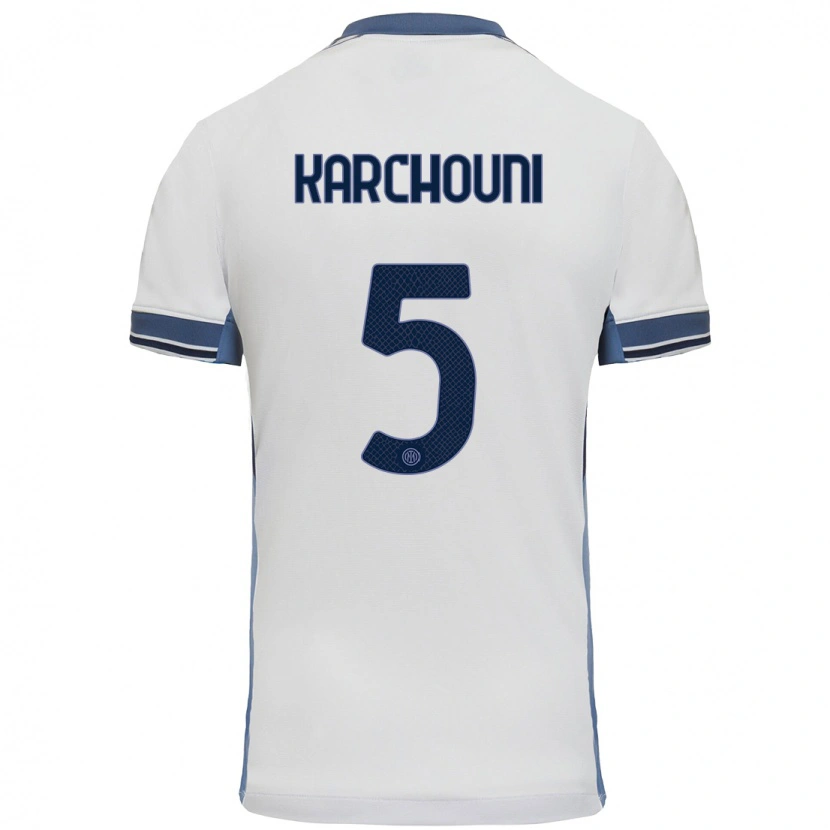 Danxen Män Ghoutia Karchouni #5 Vit Grå Bortatröja Matchtröjor 2024/25 Tröjor T-Tröja