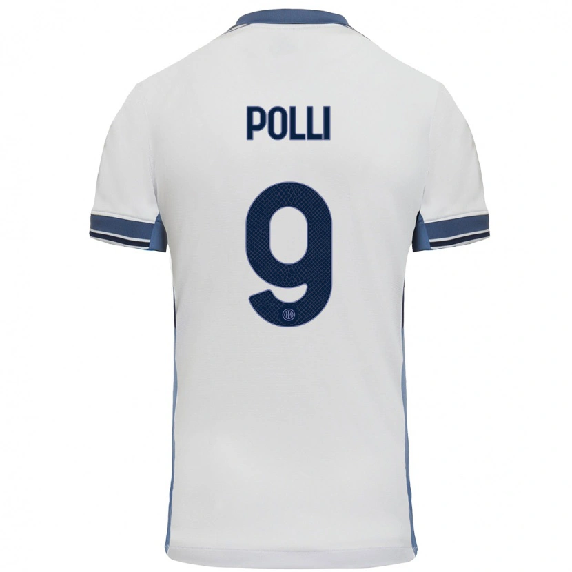 Danxen Män Elisa Polli #9 Vit Grå Bortatröja Matchtröjor 2024/25 Tröjor T-Tröja