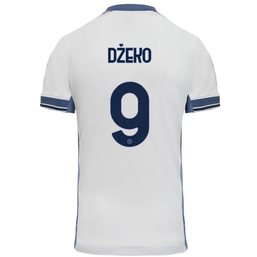Danxen Män Edin Dzeko #9 Vit Grå Bortatröja Matchtröjor 2024/25 Tröjor T-Tröja