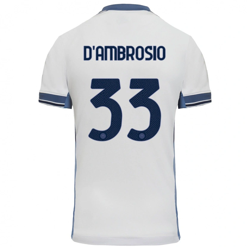 Danxen Män Danilo D'ambrosio #33 Vit Grå Bortatröja Matchtröjor 2024/25 Tröjor T-Tröja