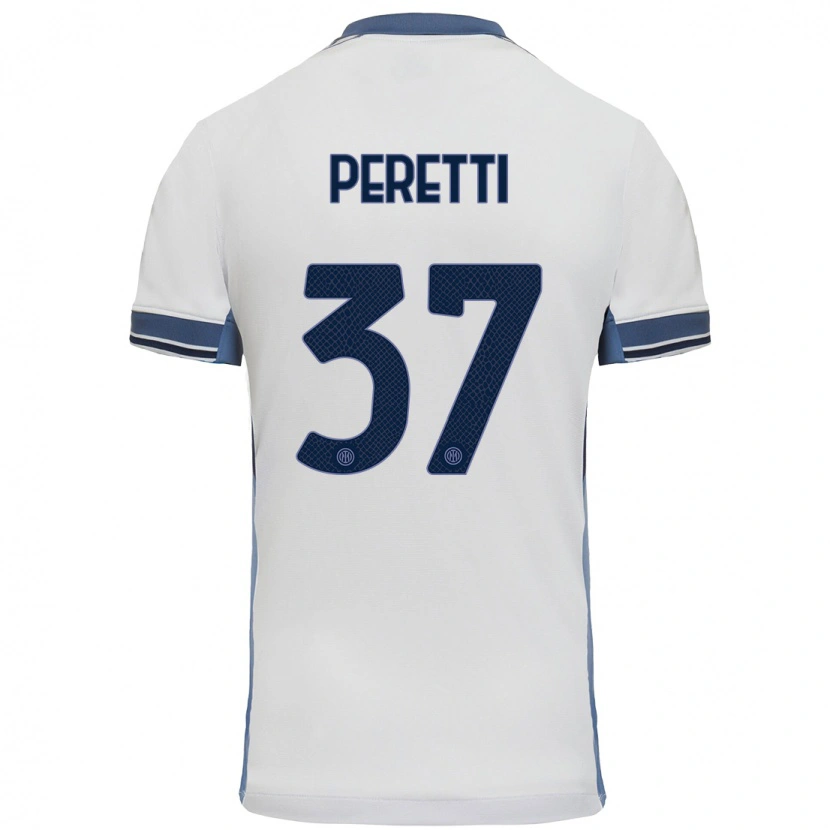 Danxen Män Lorenzo Peretti #37 Vit Grå Bortatröja Matchtröjor 2024/25 Tröjor T-Tröja