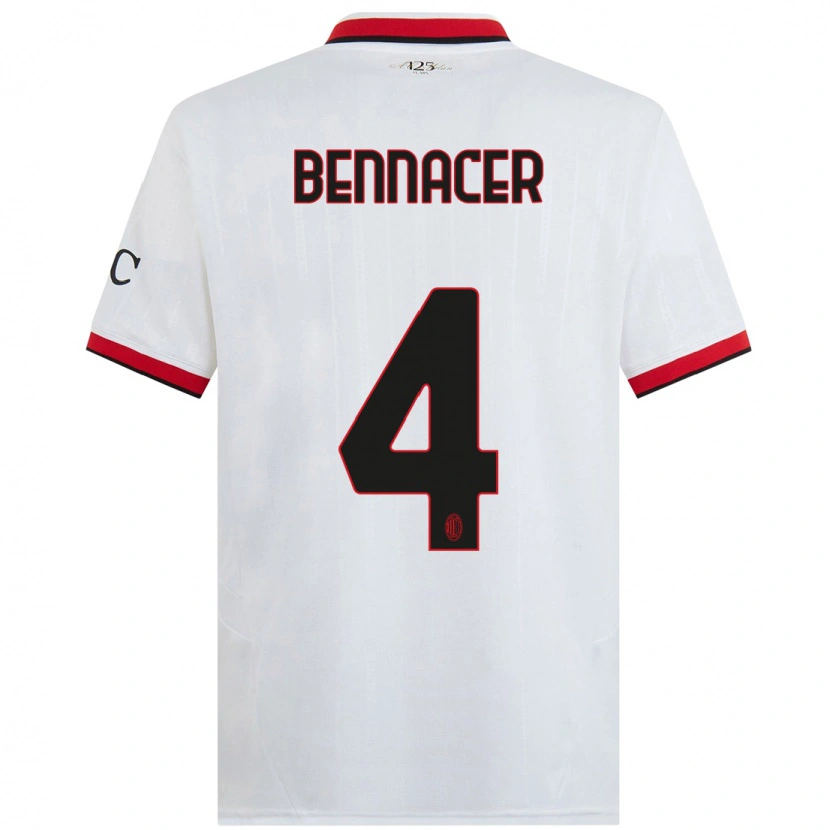 Danxen Män Ismaël Bennacer #4 Vit Svart Röd Bortatröja Matchtröjor 2024/25 Tröjor T-Tröja