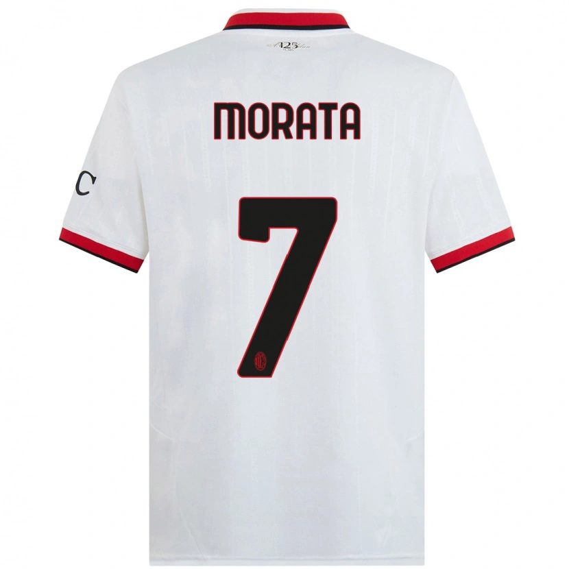 Danxen Män Álvaro Morata #7 Vit Svart Röd Bortatröja Matchtröjor 2024/25 Tröjor T-Tröja
