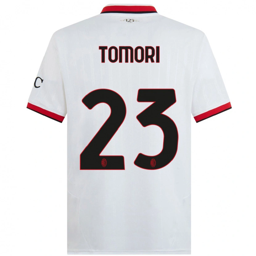 Danxen Män Fikayo Tomori #23 Vit Svart Röd Bortatröja Matchtröjor 2024/25 Tröjor T-Tröja