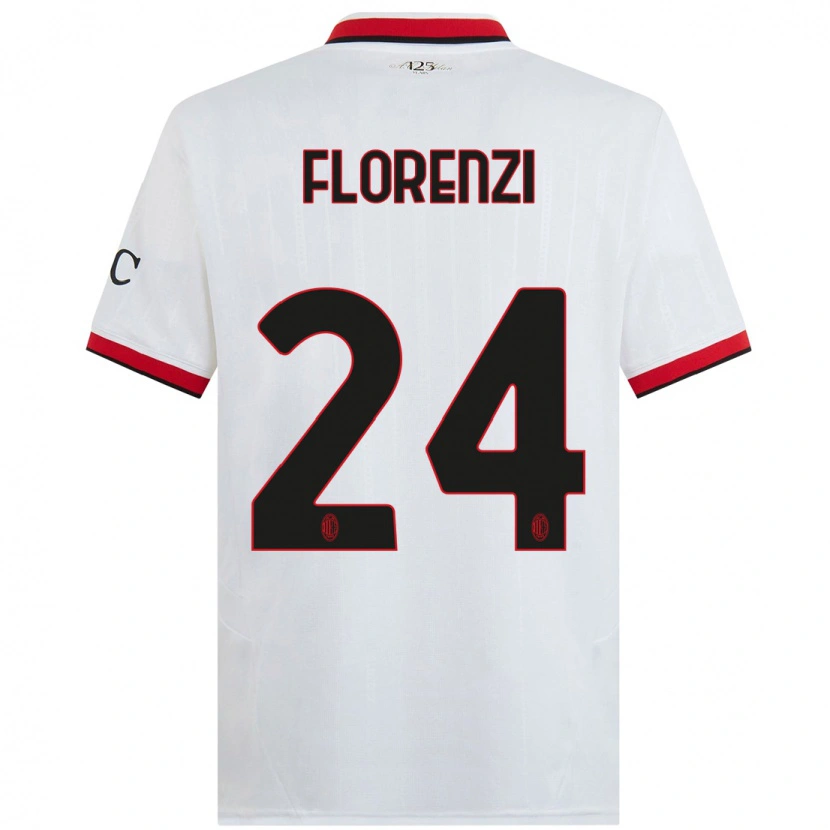 Danxen Män Alessandro Florenzi #24 Vit Svart Röd Bortatröja Matchtröjor 2024/25 Tröjor T-Tröja