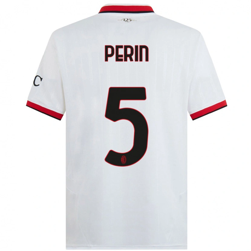 Danxen Män Ernesto Perin #5 Vit Svart Röd Bortatröja Matchtröjor 2024/25 Tröjor T-Tröja