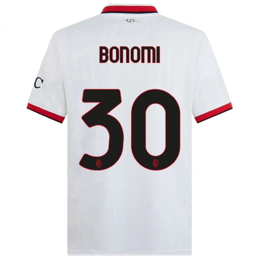 Danxen Män Alessandro Bonomi #30 Vit Svart Röd Bortatröja Matchtröjor 2024/25 Tröjor T-Tröja