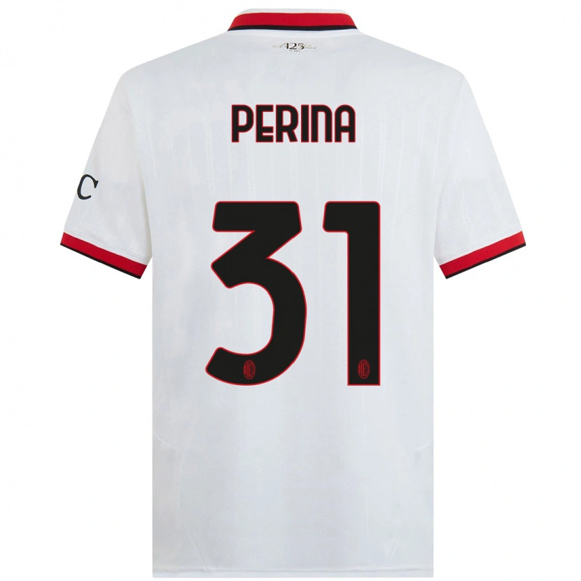 Danxen Män Gioele Perina #31 Vit Svart Röd Bortatröja Matchtröjor 2024/25 Tröjor T-Tröja