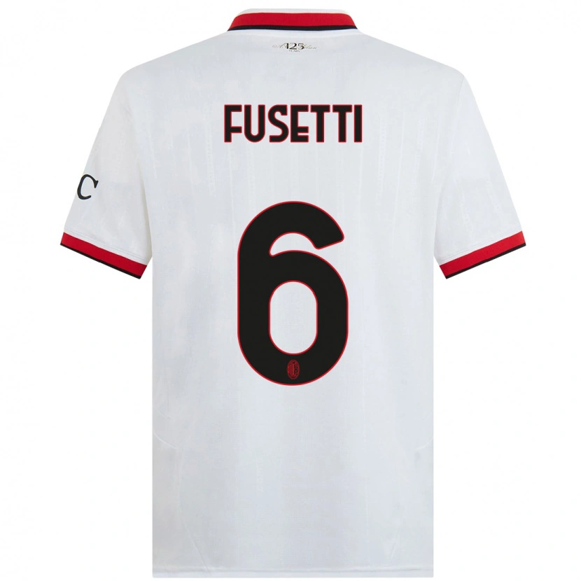 Danxen Män Laura Fusetti #6 Vit Svart Röd Bortatröja Matchtröjor 2024/25 Tröjor T-Tröja