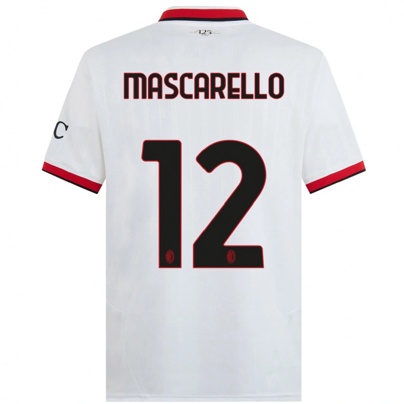 Danxen Män Marta Mascarello #12 Vit Svart Röd Bortatröja Matchtröjor 2024/25 Tröjor T-Tröja