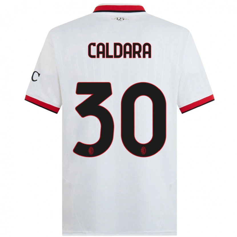 Danxen Män Mattia Caldara #30 Vit Svart Röd Bortatröja Matchtröjor 2024/25 Tröjor T-Tröja
