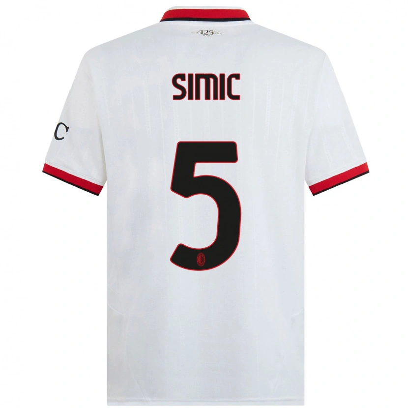 Danxen Män Jan-Carlo Simic #5 Vit Svart Röd Bortatröja Matchtröjor 2024/25 Tröjor T-Tröja