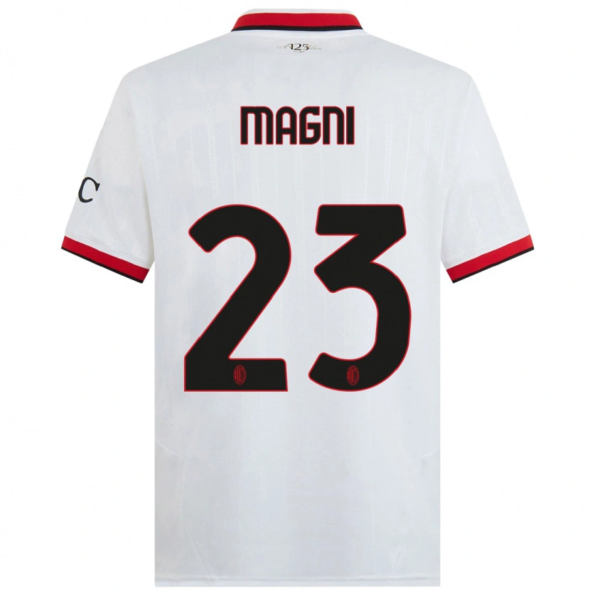 Danxen Män Vittorio Magni #23 Vit Svart Röd Bortatröja Matchtröjor 2024/25 Tröjor T-Tröja