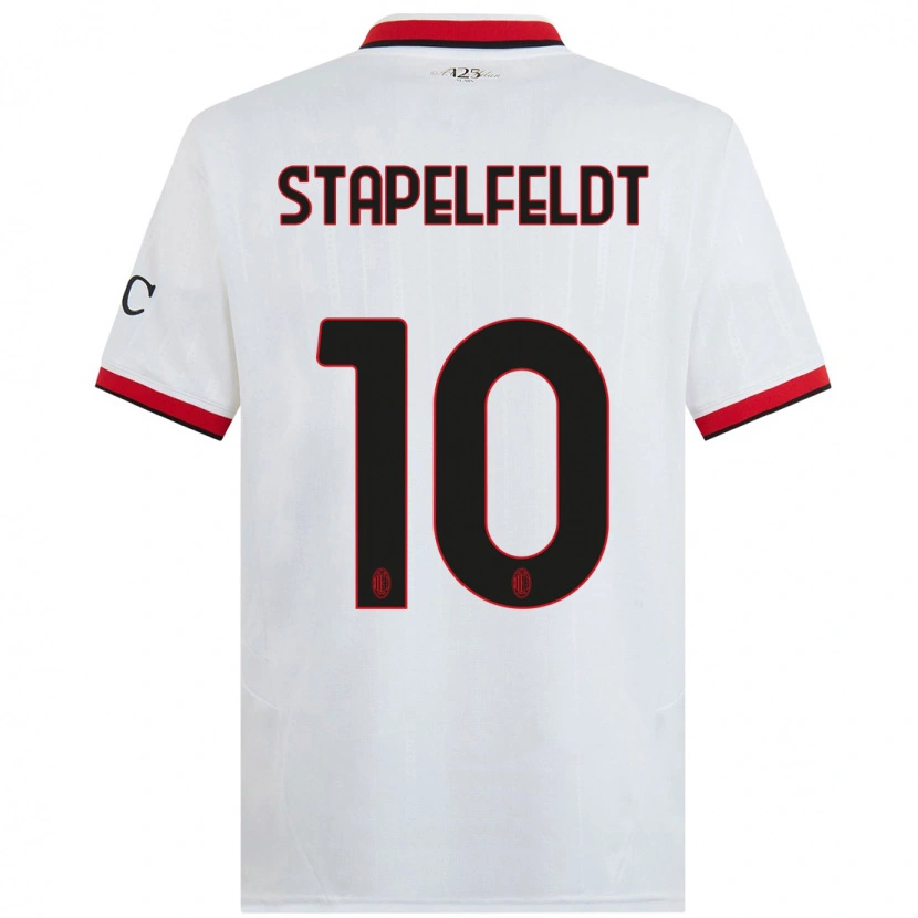 Danxen Män Nina Stapelfeldt #10 Vit Svart Röd Bortatröja Matchtröjor 2024/25 Tröjor T-Tröja