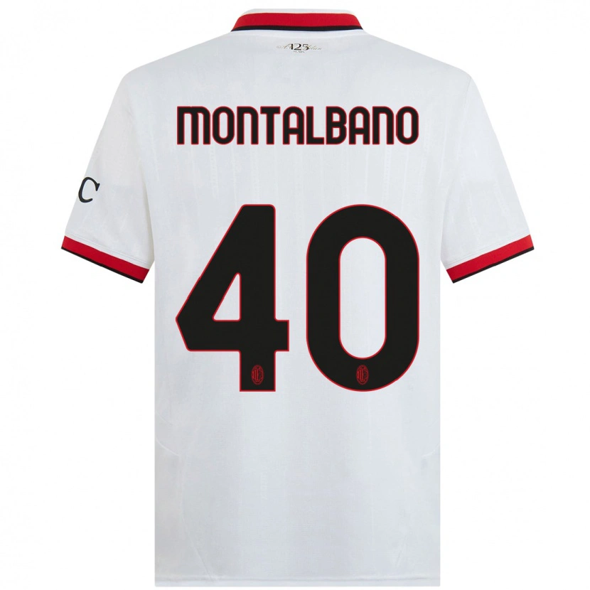 Danxen Män Nicolo Montalbano #40 Vit Svart Röd Bortatröja Matchtröjor 2024/25 Tröjor T-Tröja