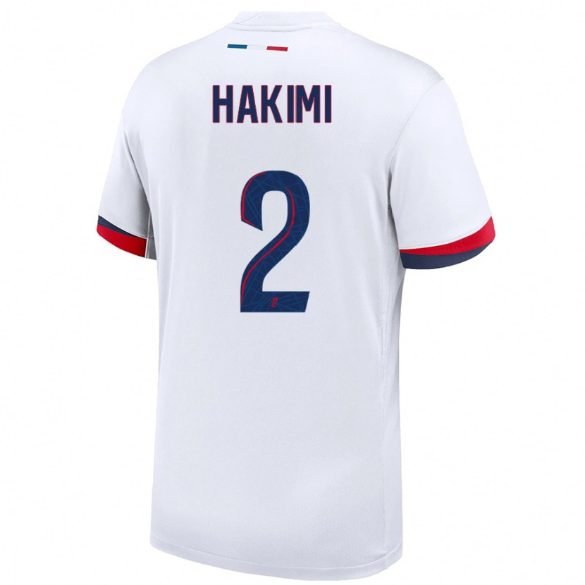 Danxen Män Achraf Hakimi #2 Vit Blå Röd Bortatröja Matchtröjor 2024/25 Tröjor T-Tröja
