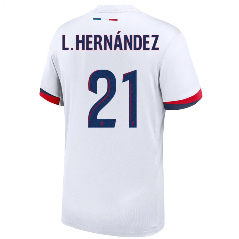 Danxen Män Lucas Hernández #21 Vit Blå Röd Bortatröja Matchtröjor 2024/25 Tröjor T-Tröja