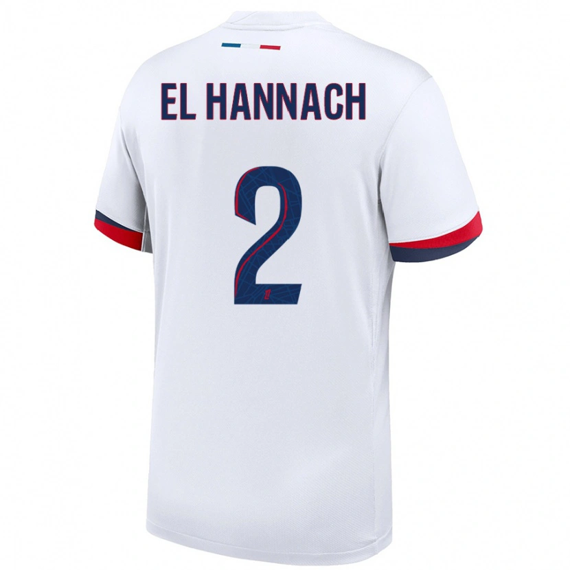 Danxen Män Naoufel El Hannach #2 Vit Blå Röd Bortatröja Matchtröjor 2024/25 Tröjor T-Tröja