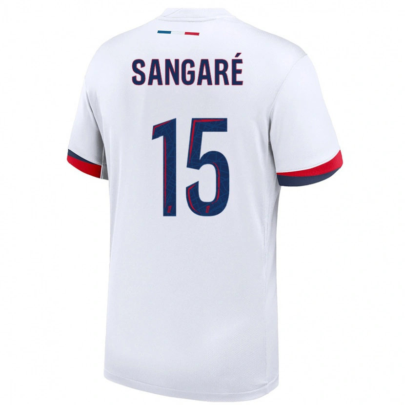 Danxen Män Mahamadou Sangaré #15 Vit Blå Röd Bortatröja Matchtröjor 2024/25 Tröjor T-Tröja