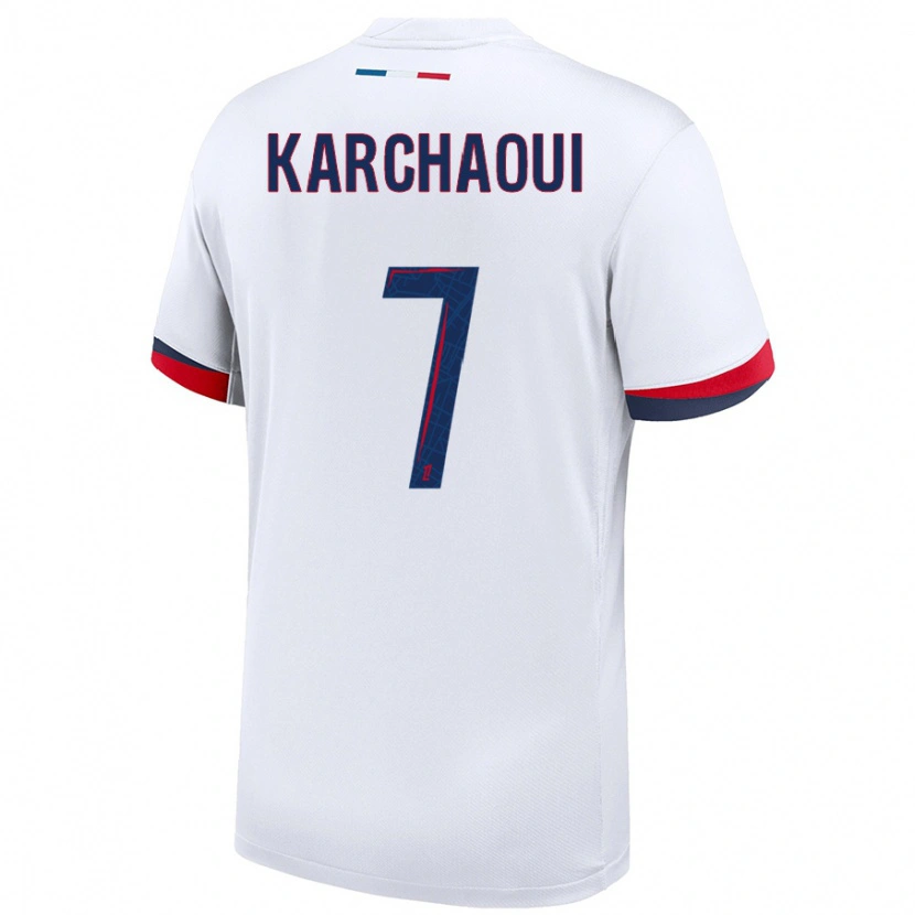Danxen Män Sakina Karchaoui #7 Vit Blå Röd Bortatröja Matchtröjor 2024/25 Tröjor T-Tröja