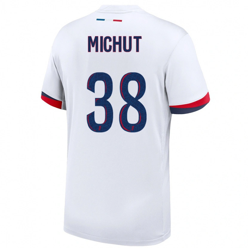 Danxen Män Edouard Michut #38 Vit Blå Röd Bortatröja Matchtröjor 2024/25 Tröjor T-Tröja