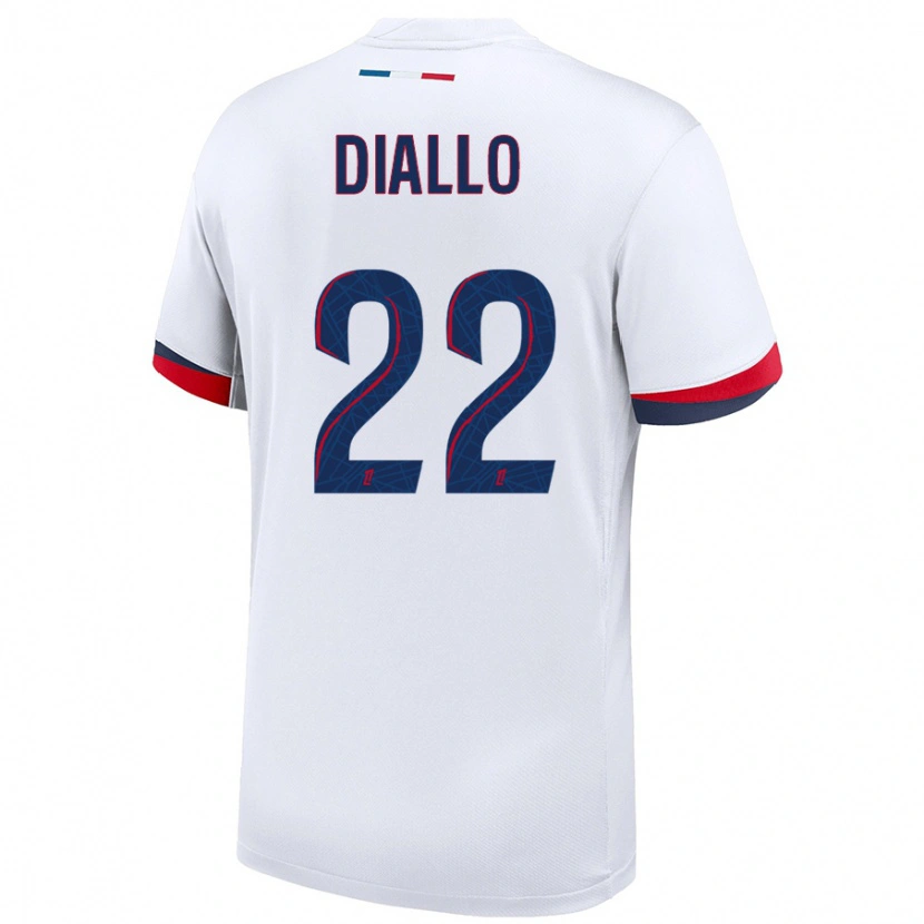 Danxen Män Abdou Diallo #22 Vit Blå Röd Bortatröja Matchtröjor 2024/25 Tröjor T-Tröja