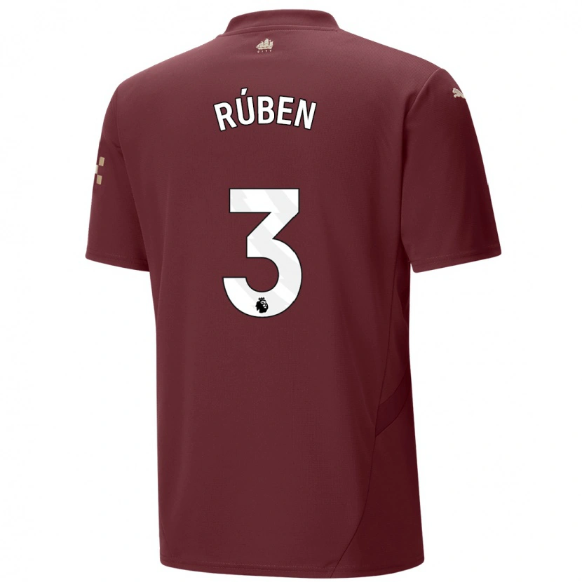 Danxen Män Rúben Dias #3 Rödbrun Tredjesatsen Matchtröjor 2024/25 Tröjor T-Tröja
