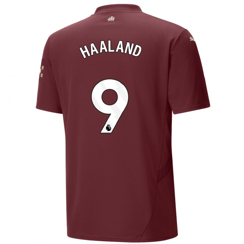Danxen Män Erling Haaland #9 Rödbrun Tredjesatsen Matchtröjor 2024/25 Tröjor T-Tröja