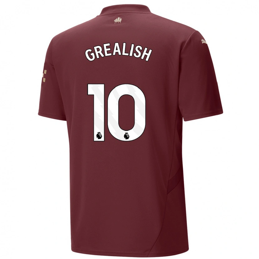 Danxen Män Jack Grealish #10 Rödbrun Tredjesatsen Matchtröjor 2024/25 Tröjor T-Tröja