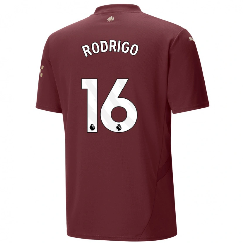 Danxen Män Rodri #16 Rödbrun Tredjesatsen Matchtröjor 2024/25 Tröjor T-Tröja