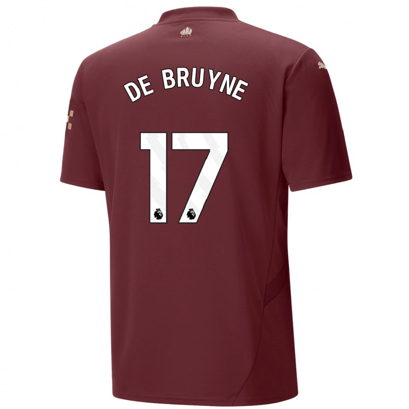 Danxen Män Kevin De Bruyne #17 Rödbrun Tredjesatsen Matchtröjor 2024/25 Tröjor T-Tröja