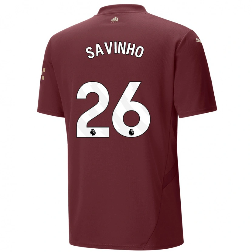 Danxen Män Savinho #26 Rödbrun Tredjesatsen Matchtröjor 2024/25 Tröjor T-Tröja