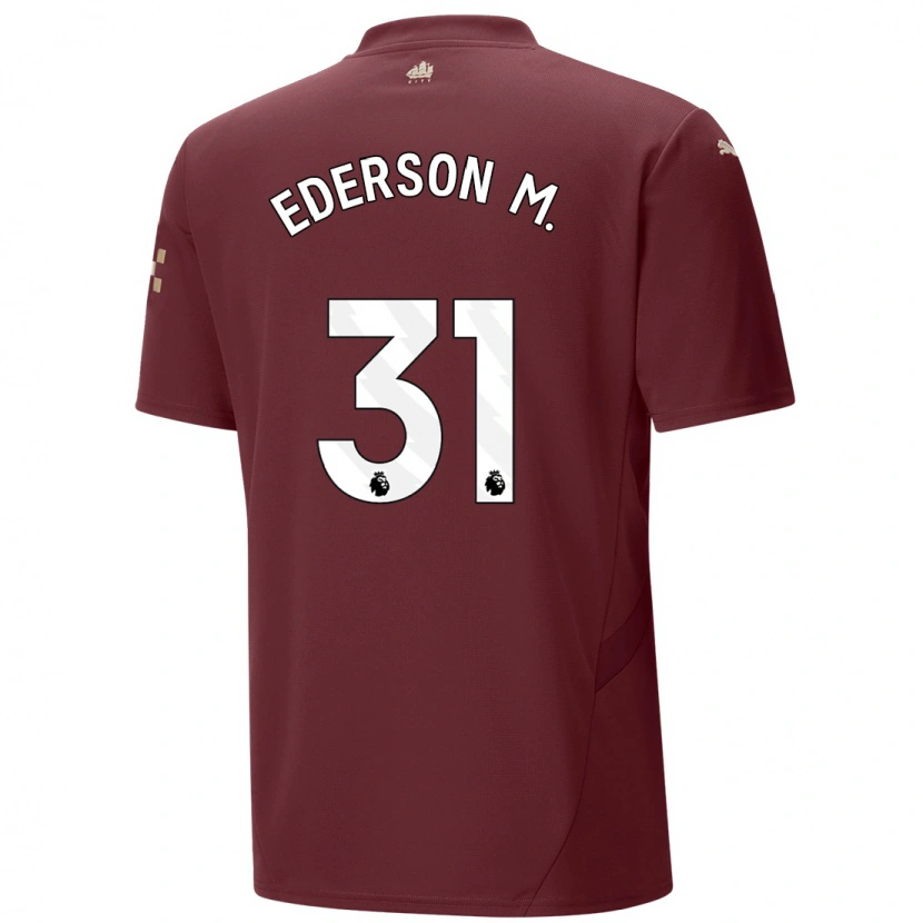 Danxen Män Ederson #31 Rödbrun Tredjesatsen Matchtröjor 2024/25 Tröjor T-Tröja