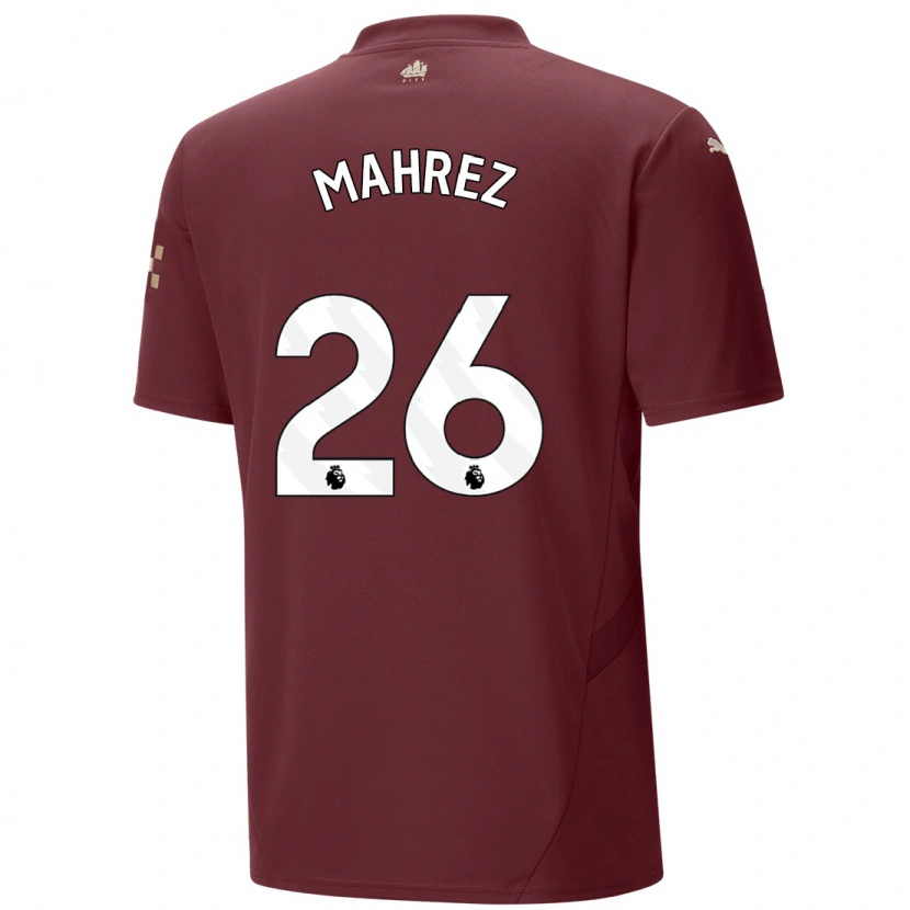 Danxen Män Riyad Mahrez #26 Rödbrun Tredjesatsen Matchtröjor 2024/25 Tröjor T-Tröja