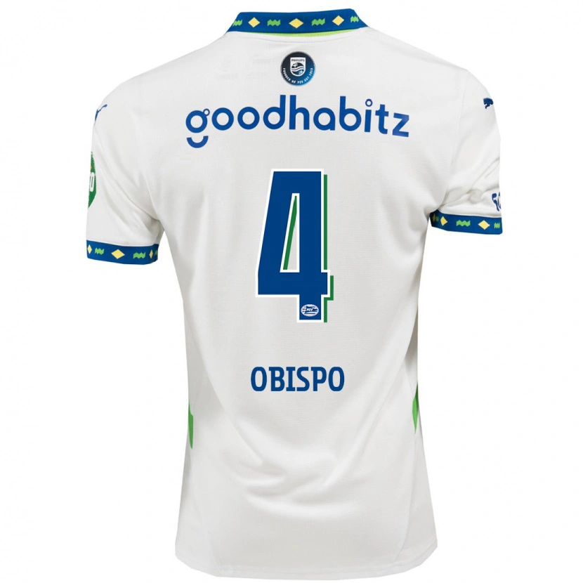 Danxen Män Armando Obispo #4 Vit Mörkblå Tredjesatsen Matchtröjor 2024/25 Tröjor T-Tröja