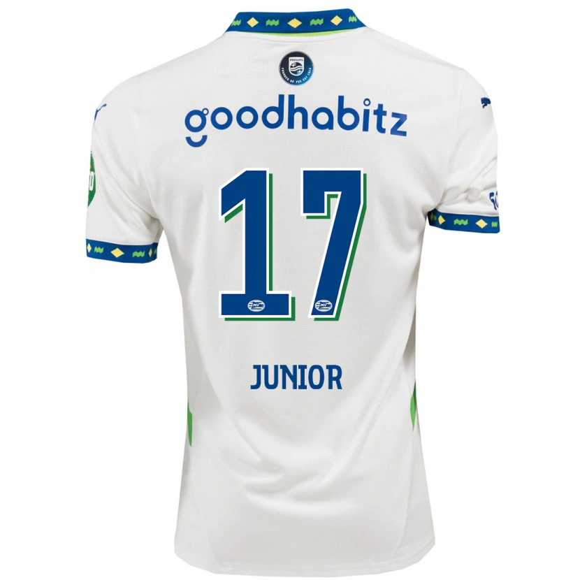 Danxen Män Mauro Júnior #17 Vit Mörkblå Tredjesatsen Matchtröjor 2024/25 Tröjor T-Tröja