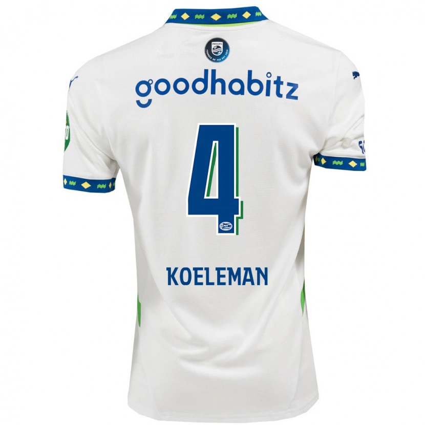 Danxen Män Senna Koeleman #4 Vit Mörkblå Tredjesatsen Matchtröjor 2024/25 Tröjor T-Tröja