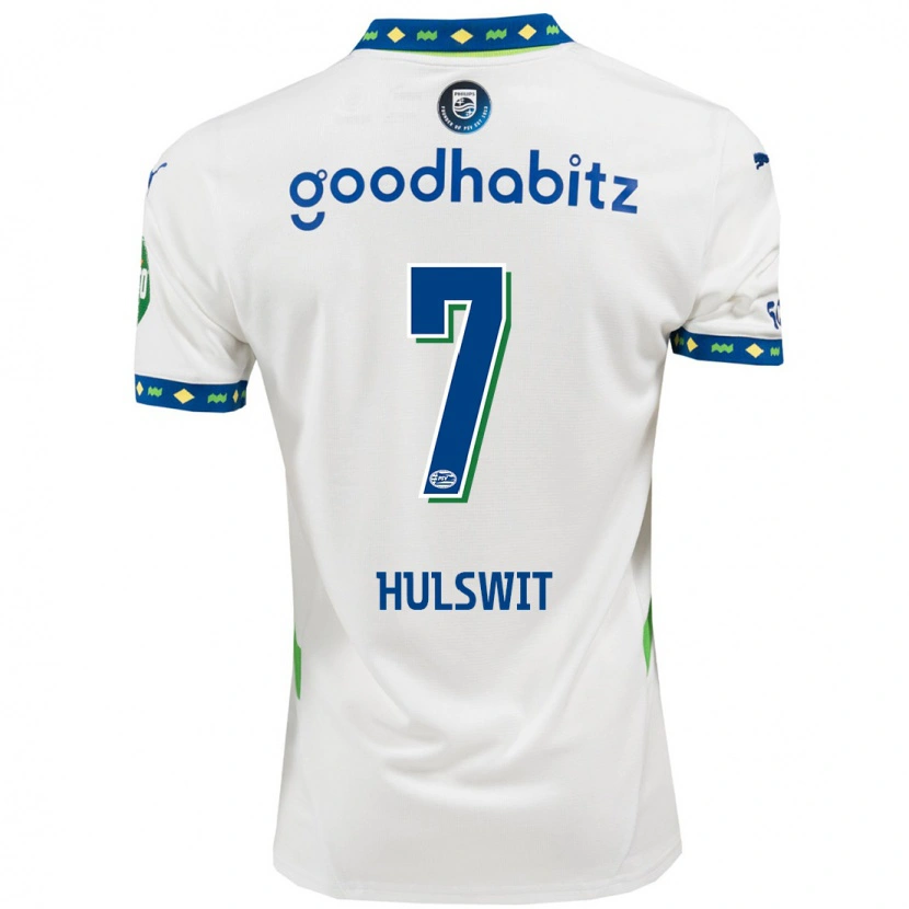 Danxen Män Zera Hulswit #7 Vit Mörkblå Tredjesatsen Matchtröjor 2024/25 Tröjor T-Tröja