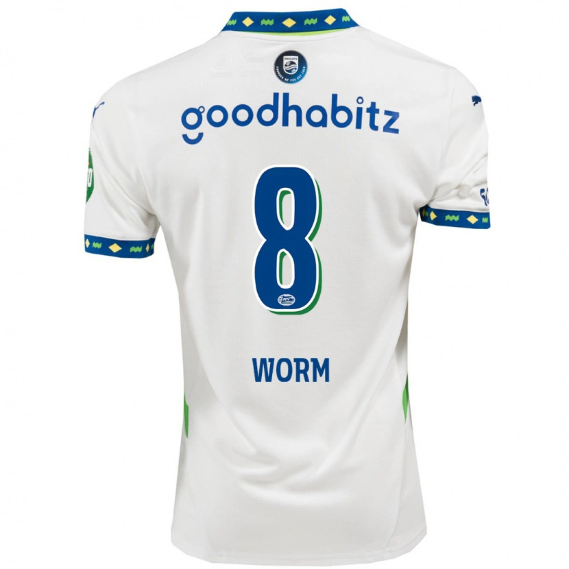 Danxen Män Siri Worm #8 Vit Mörkblå Tredjesatsen Matchtröjor 2024/25 Tröjor T-Tröja