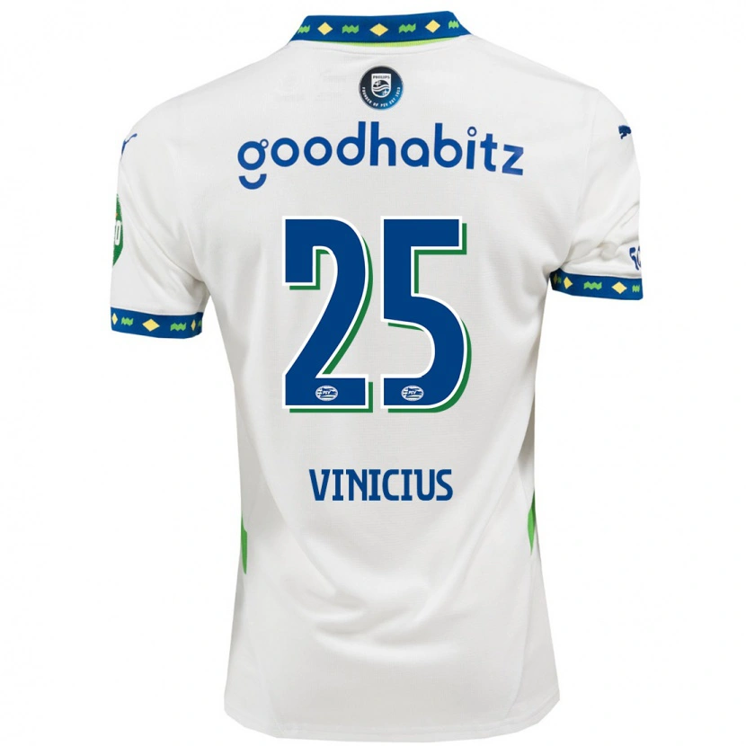 Danxen Män Carlos Vinicius #25 Vit Mörkblå Tredjesatsen Matchtröjor 2024/25 Tröjor T-Tröja