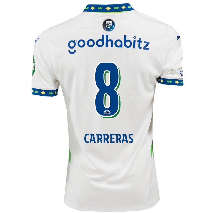 Danxen Män Georgina Carreras #8 Vit Mörkblå Tredjesatsen Matchtröjor 2024/25 Tröjor T-Tröja