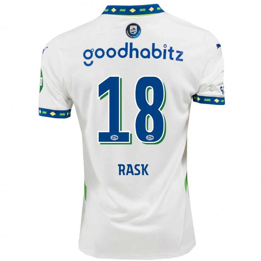 Danxen Män Caroline Rask #18 Vit Mörkblå Tredjesatsen Matchtröjor 2024/25 Tröjor T-Tröja