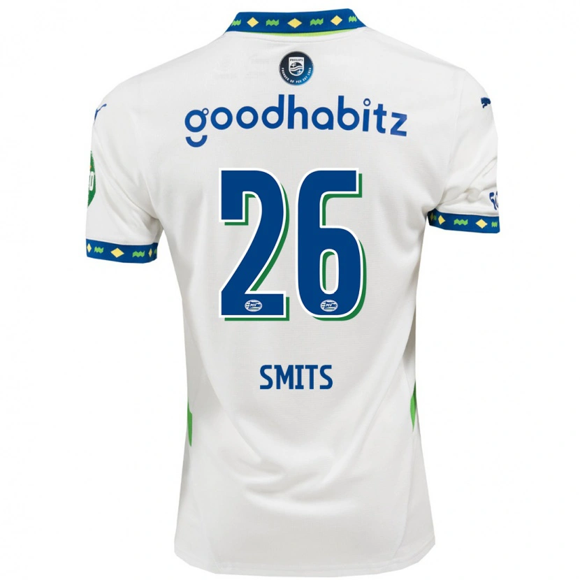 Danxen Män Eef Smits #26 Vit Mörkblå Tredjesatsen Matchtröjor 2024/25 Tröjor T-Tröja