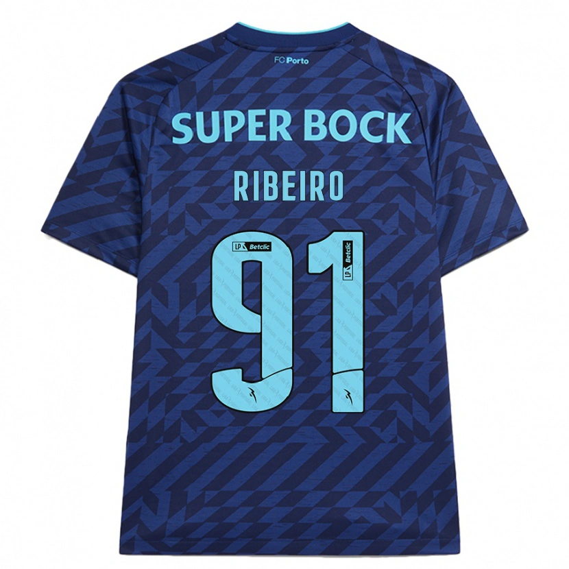 Danxen Män Gonçalo Ribeiro #91 Marinblå Tredjesatsen Matchtröjor 2024/25 Tröjor T-Tröja